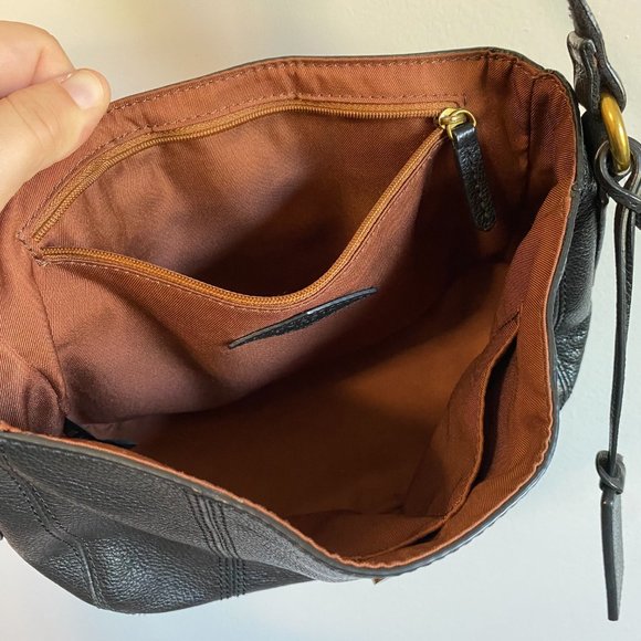 Fossil Black Leather Crossbody Bag Purse Small Adjustable Strap - Picture 10 of 13